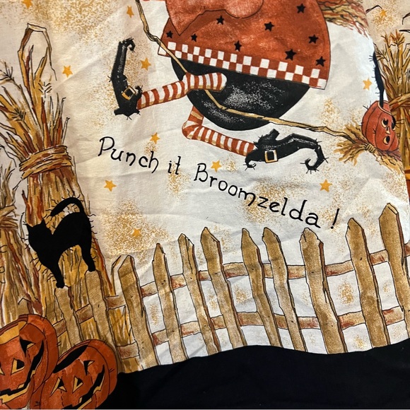 Rare Vintage Handmade Halloween Witch Pumpkin Harvest Chore Dress Maxi Pinafore - Picture 5 of 12